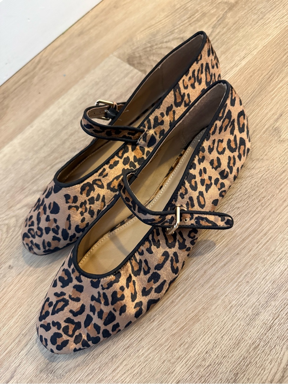 Joie Leopard Print Mary Jane Flats - Tan & Black